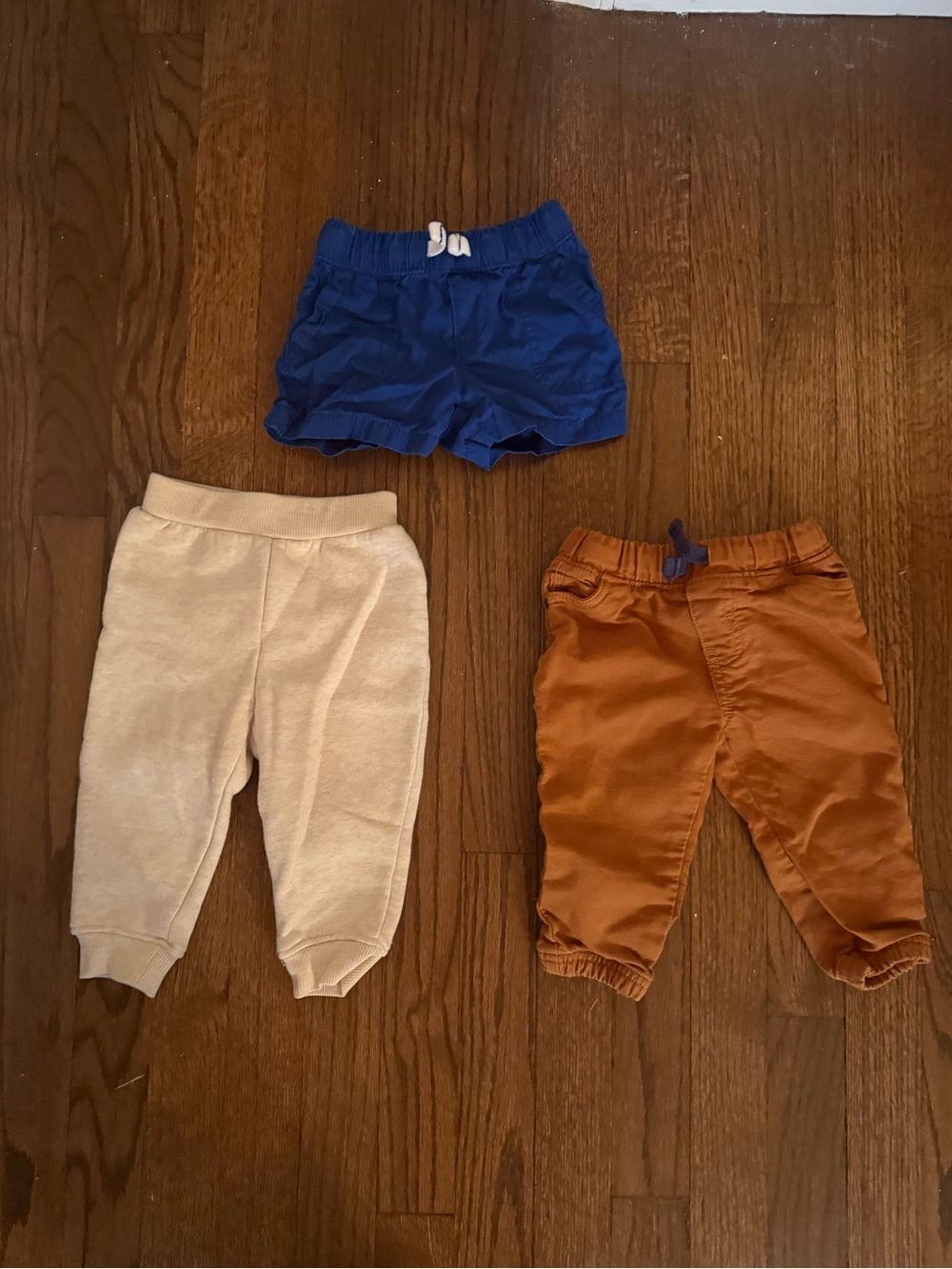 Baby Boy Pants & Shorts Set (3) - Royal Blue, Cream & Rust Sizes 6-9 Months